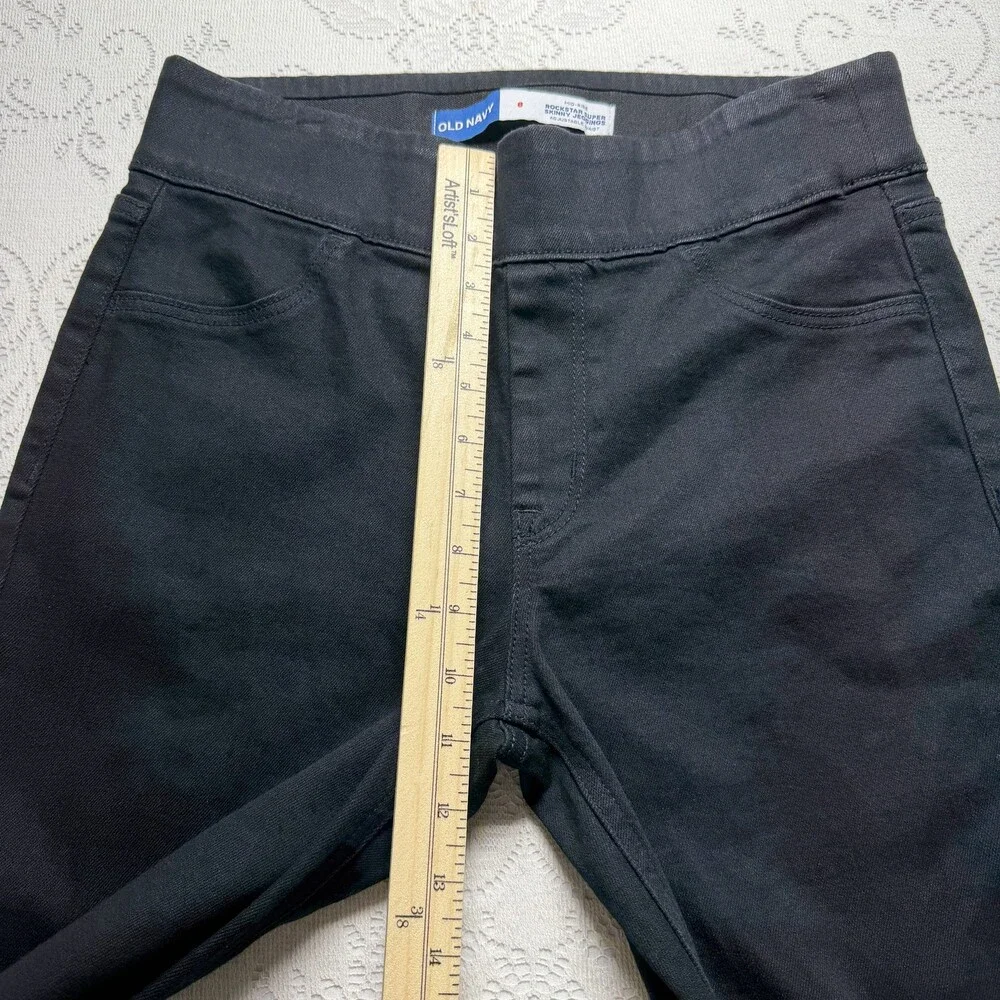 Old Navy Rockstar Super Skinny Jeggings Girls 8 Black Mid Rise Adjustable Waist